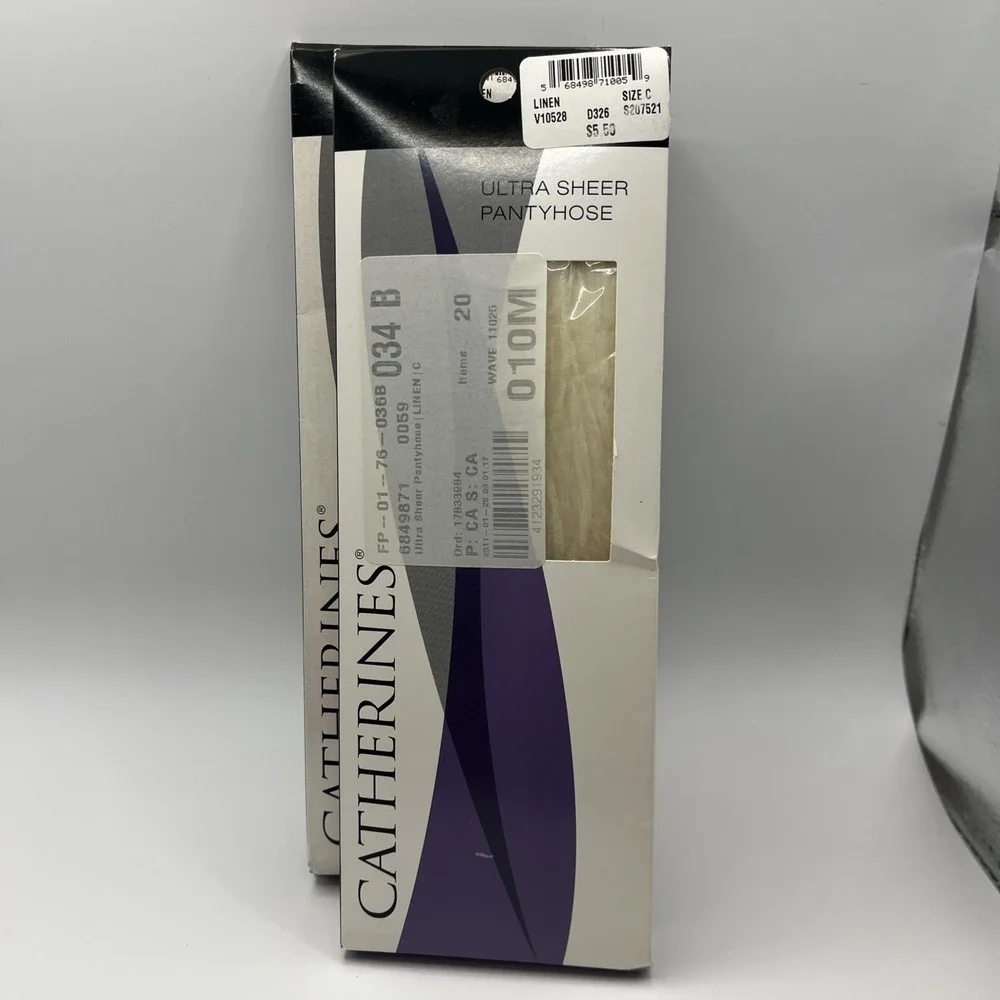 Lot of 2 New Pairs of Catherine's Ultra Shear Women's Pantyhose Size C Linen